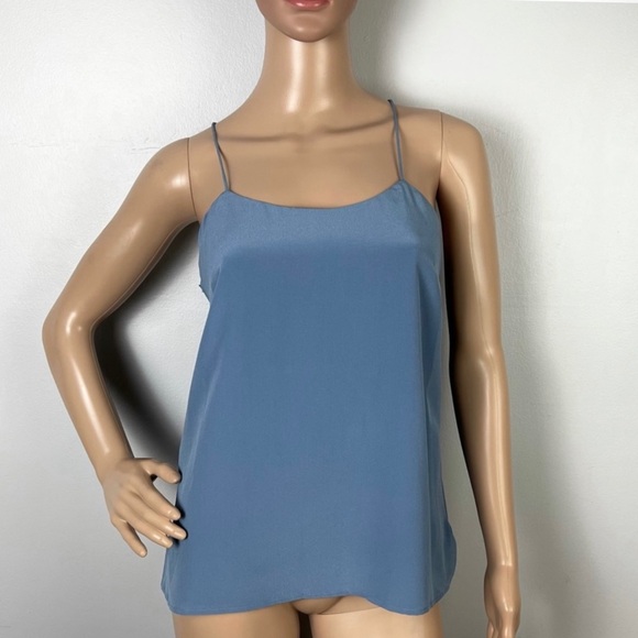 NEW CAMI NYC BLUE SILK TOP - Picture 2 of 8